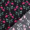 Bedrukte viscose-popeline Anna Fuchsia Zwart - Maison Klem