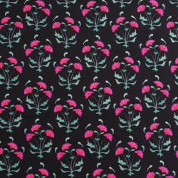 Anna Fuchsia Black Printed Viscose Poplin - Maison Klem