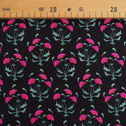 Popeline di viscosa stampato Anna fucsia e nero - Maison Klem