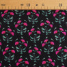 Bedrukte viscose-popeline Anna Fuchsia Zwart - Maison Klem