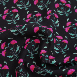 Anna Fuchsia Black Printed Viscose Poplin - Maison Klem