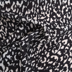 Popeline de Viscose Imprimée Léopard Noir - Maison Klem