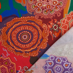 Popeline de Viscose Imprimée Mandala Multicolore - Maison Klem