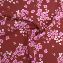 Popeline de Viscose Imprimée Bloom Mauve Prune - Maison Klem