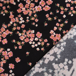 Black and Pink Bloom-Print Viscose Poplin - Maison Klem