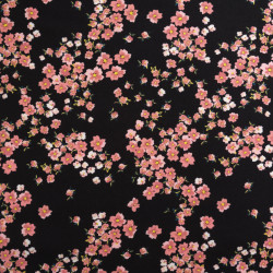 Popeline de Viscose Imprimée Bloom Rose Noir - Maison Klem