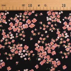 Popeline de Viscose Imprimée Bloom Rose Noir - Maison Klem