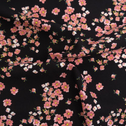 Black and Pink Bloom-Print Viscose Poplin - Maison Klem