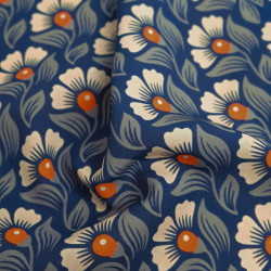 Alice Orange Indigo Printed Viscose Poplin - Maison Klem
