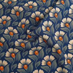 Alice Orange Indigo Printed Viscose Poplin - Maison Klem