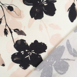 Popelina de viscosa estampada «Maria Rose» en color negro empolvado - Maison Klem