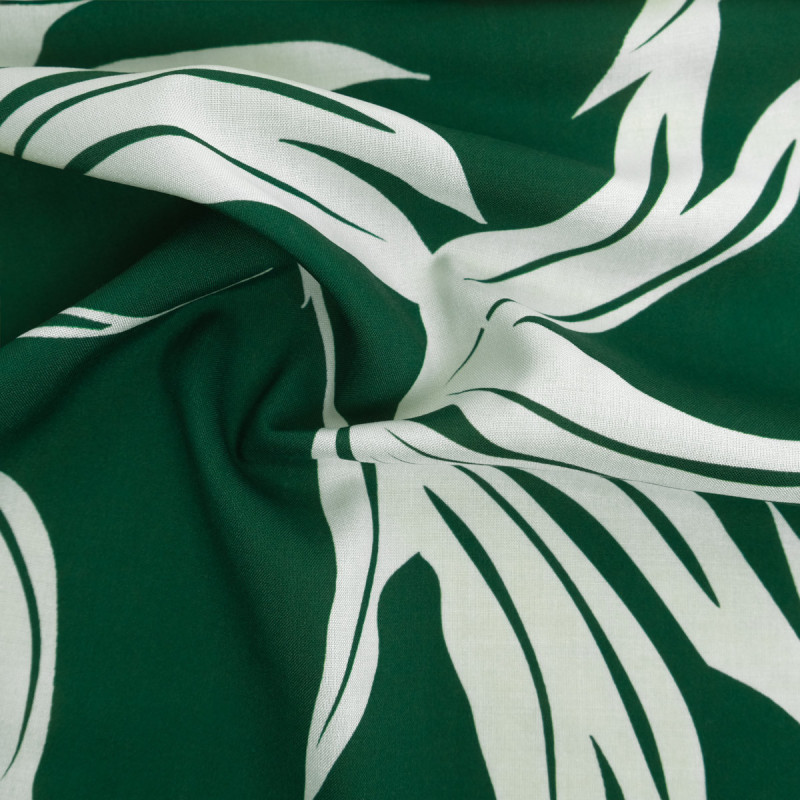 Deep Green "India" Printed Viscose Poplin - Maison Klem
