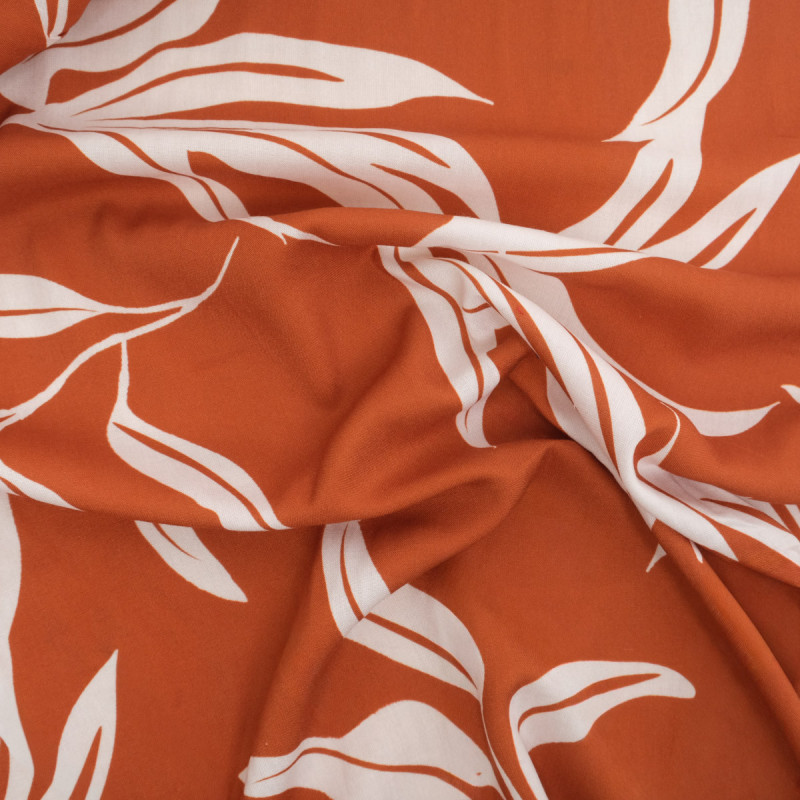 Popelina de viscosa estampada «India Terracotta» - Maison Klem