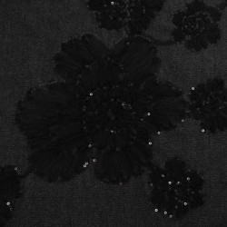 Jean Broderie Tulle et Sequins Noir - Sam - Maison Klem