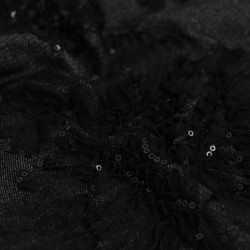 Schwarze Jeans mit Stickerei, Tüll und Pailletten – Sam – Maison Klem