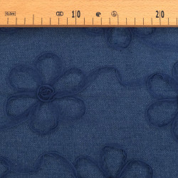 Vestido de encaje y tul «Flora» azul medio - Maison Klem