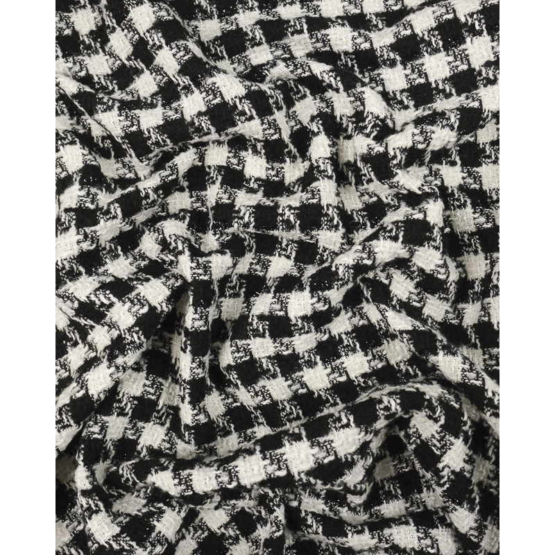 Tissu Tweed Bouclettes Pied De Poule Noir Et Blanc - Maison Klem