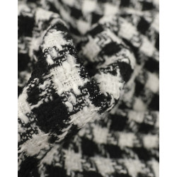 Tissu Tweed Bouclettes Pied De Poule Noir Et Blanc - Maison Klem