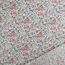 Velo de algodón estampado Lula azul y rosa sobre fondo caqui - Maison Klem