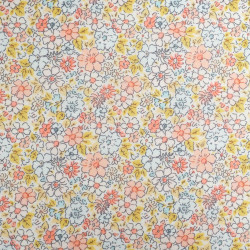 Velo de algodón estampado Lula azul y rosa sobre fondo caqui - Maison Klem