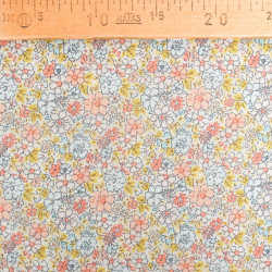 Velo de algodón estampado Lula azul y rosa sobre fondo caqui - Maison Klem