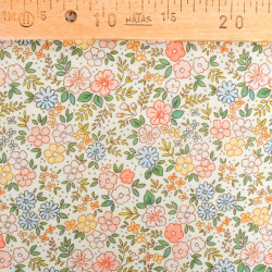 Velo de algodón estampado Lula azul y rosa sobre fondo caqui - Maison Klem