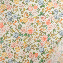 Velo in cotone stampato Lula blu e rosa su fondo kaki - Maison Klem