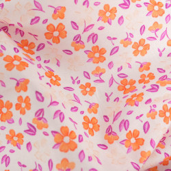 Voile de Coton Mila Flora Orange Violet - MAISON KLEM