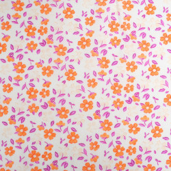 Velo de algodón estampado Lula azul y rosa sobre fondo caqui - Maison Klem