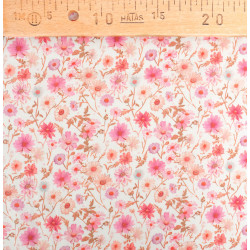 Velo de algodón estampado Lula azul y rosa sobre fondo caqui - Maison Klem