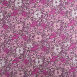 Lula Blue and Pink Printed Cotton Scarf with Khaki Background - Maison Klem