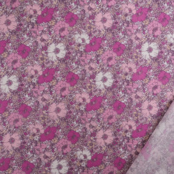 Velo de algodón estampado Lula azul y rosa sobre fondo caqui - Maison Klem
