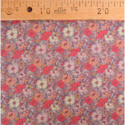 Bedrucktes Baumwolltuch „Lula“ in Blau und Rosa auf khakifarbenem Hintergrund – Maison Klem