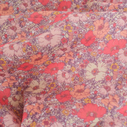 Velo in cotone stampato Lula blu e rosa su fondo kaki - Maison Klem