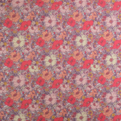 Bedrucktes Baumwolltuch „Lula“ in Blau und Rosa auf khakifarbenem Hintergrund – Maison Klem