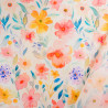 Bedrukte katoenen sluier Lula, blauw en roze op een kaki achtergrond - Maison Klem
