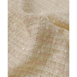 Tissu Tweed Bouclettes Carreaux Rose Clair - Maison Klem