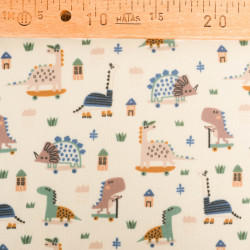 Tissu Sweat Envers Doudou Dinosaure Ecru - MAISON KLEM