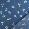 Tissu Chambray Jean Palerme Fleur Fond Bleu Jean