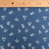Tissu Chambray Jean Palerme Fleur Fond Bleu Jean