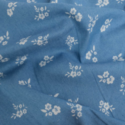 copy of Tissu Chambray Jean Palerme Fleur Fond Bleu Jean