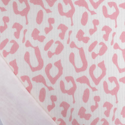 Tissu Jersey Côtelé Leopard Rose - Maison Klem