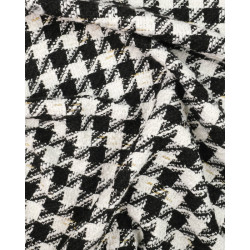 Tissu Tweed Bouclettes Pied de Poule Noir Blanc Et Or - Maison Klem