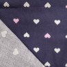Popeline de Coton Imprimée Coeur Fond Violet - Maison Klem