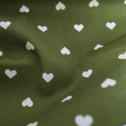 Popeline de Coton Imprimée MultiCoeur Kaki - Maison Klem