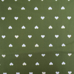 Popeline de Coton Imprimée MultiCoeur Kaki - Maison Klem