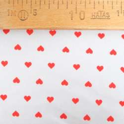 Popeline de Coton Imprimée MultiCoeur Rouge sur fond Blanc - Maison Klem