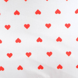 Popeline de Coton Imprimée MultiCoeur Rouge sur fond Blanc - Maison Klem