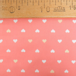 Popeline de Coton Imprimée MultiCoeur Rose Corail - Maison Klem