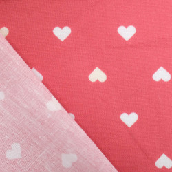 Popeline de Coton Imprimée MultiCoeur Vieux Rose - Maison Klem